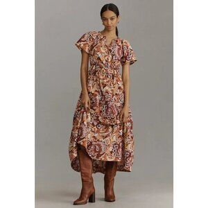 The Somerset Maxi Dress Bronze Floral Paisley Print L
